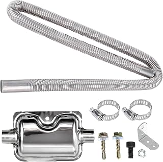 2.5CM/1in Inner Parking Air Heater Exhaust Pipe,150cm Stainless Steel Exhaust Pipe Parking Air Heater Fuel Tank Diesel Gas Vent Hose with Exhaust Muffler