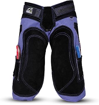 Equine Care Blue Farrier Apron Chaps, Leather & Canvas, Back Support, 29in