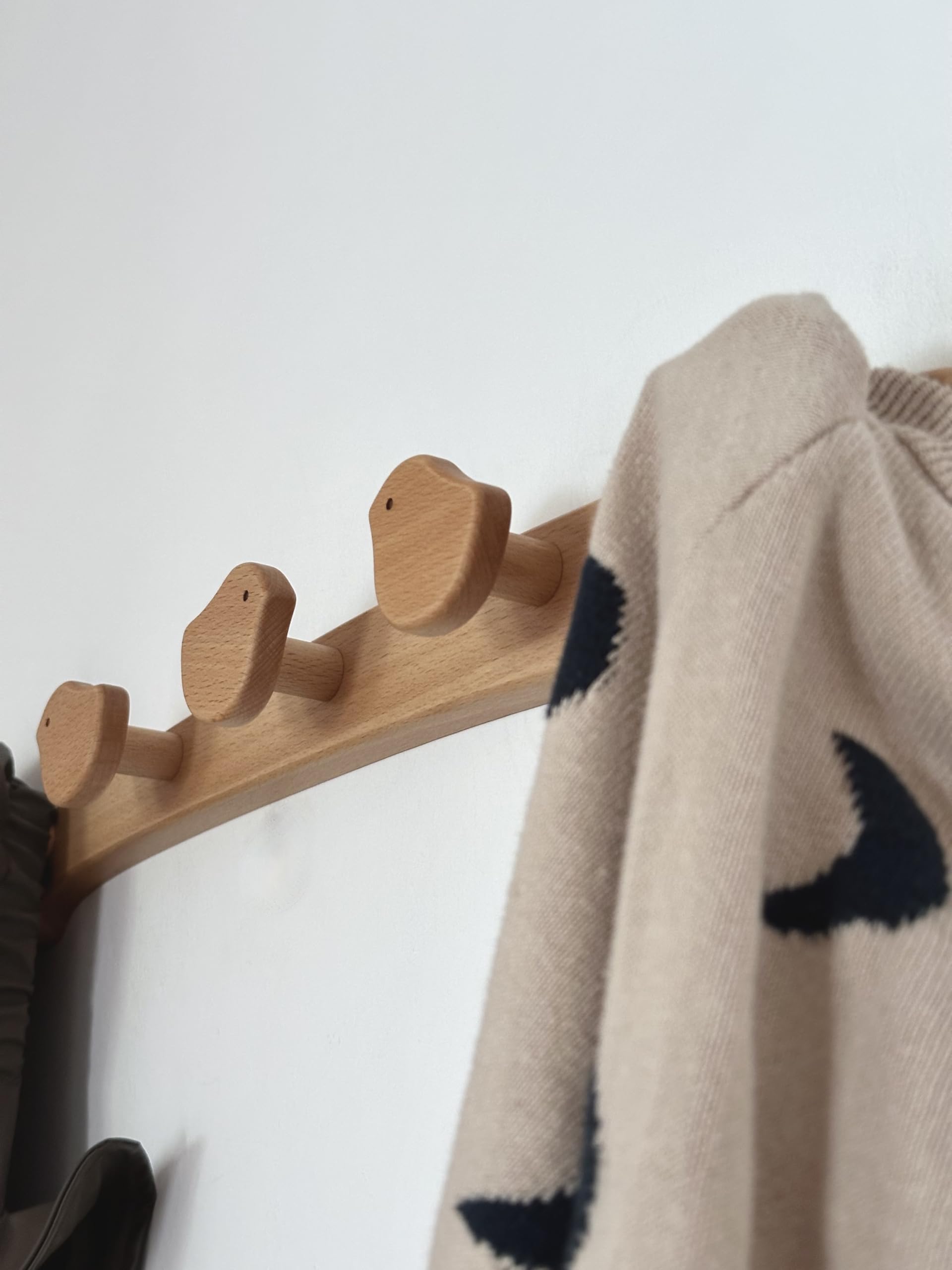 Flappi Appendiabiti da parete legno per bambini 5 ganci 50 cm Design uccellino