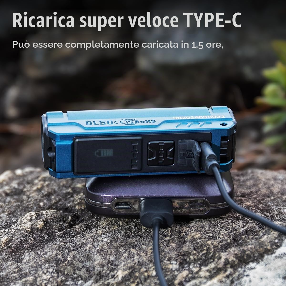IMALENT BL50, 3600lm LED Mini Torcia Tattica, Luce Bianca e UV raggio ultravioletto, XHP50.3HI, Display OLED, Torcia Ricarica Type-C, IP68 per Escursioni Campeggio Emergenza (Royal Blue)