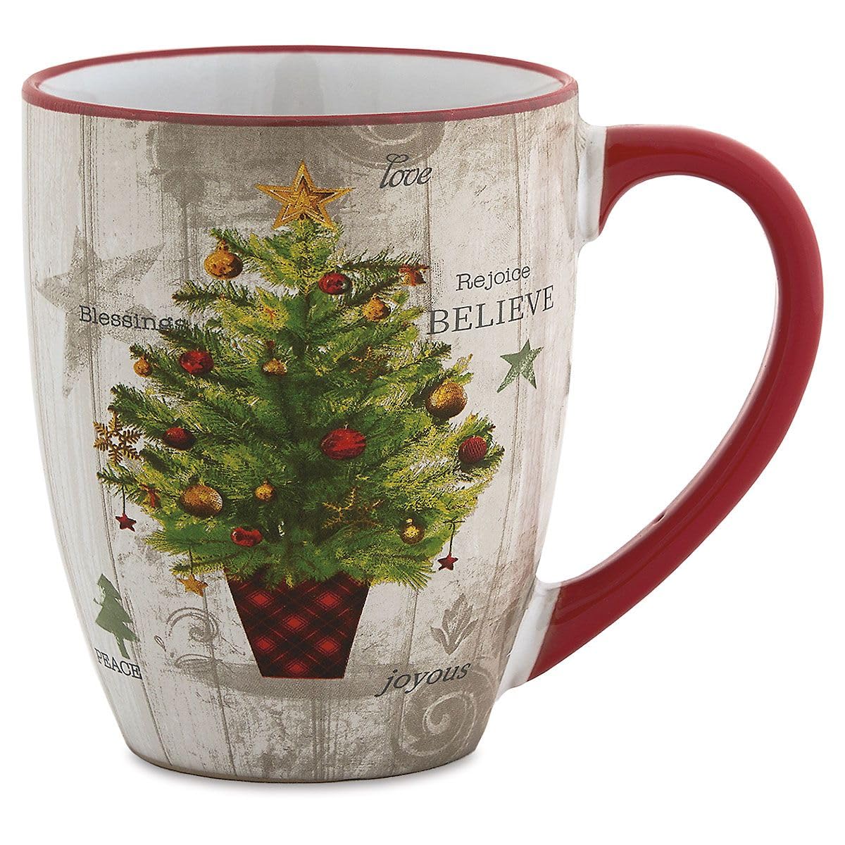 Current Ceramic Tree Mug - Set of 4, 22oz Large Ceramic Winter Christmas Mug, Microwave Safe, Hand Wash, Holiday Dishware, Festive, Bulk Pack