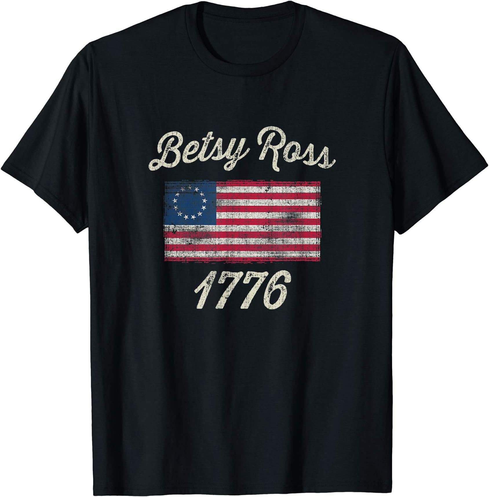God Bless America Betsy Ross Flag 1776 Vintage T-Shirt