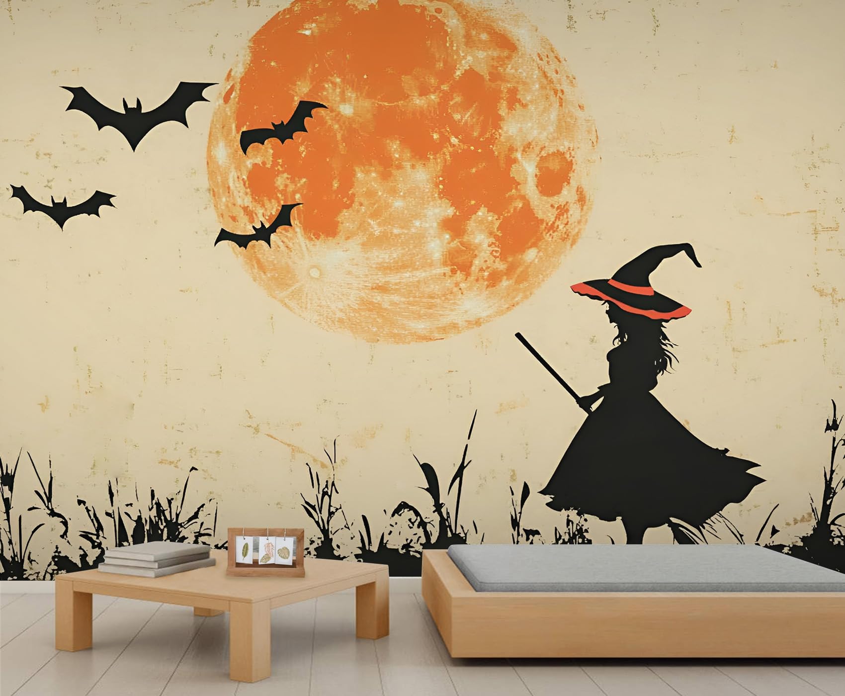 Papier peint chauve-souris Halloween pour habiller le fond de canapé du salon