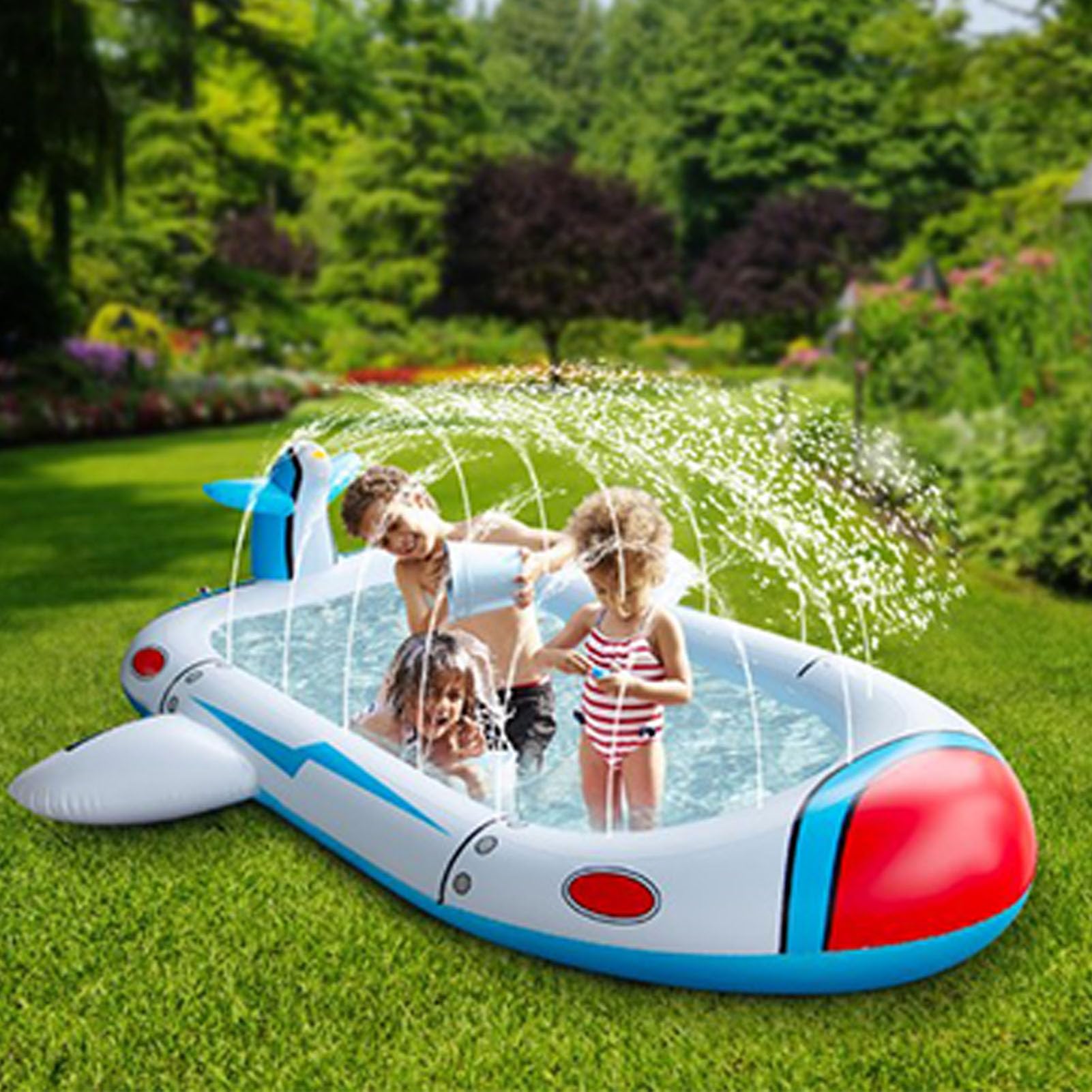 Almohadilla de Aspersor, Apariencia de Dirigible Multiusos Material de PVC Linda Piscina de Aspersores para Juegos Al Aire para Niños Pequeños