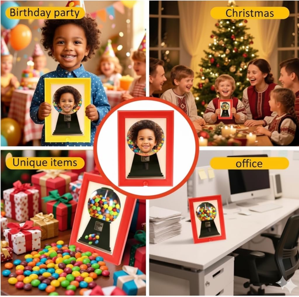 3PCS Wall Mounted Candy Machine Picture Frame - Interactive Gumball Machine Holds up to 1.5 Lb of Candy or Pet Treats. DIY Custom Frames Make Great Home Decor and Unique Thanksgiving or Christmas Gift