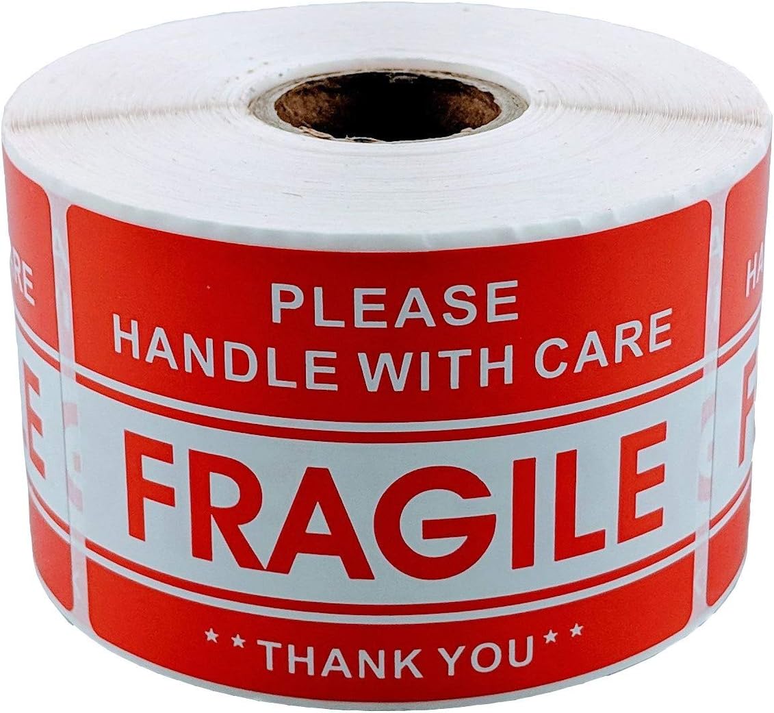 EPS Please Handle with Care - Fragile - Thank You Shipping Stickers, 2"x3", 500 Per Roll (5 Rolls)