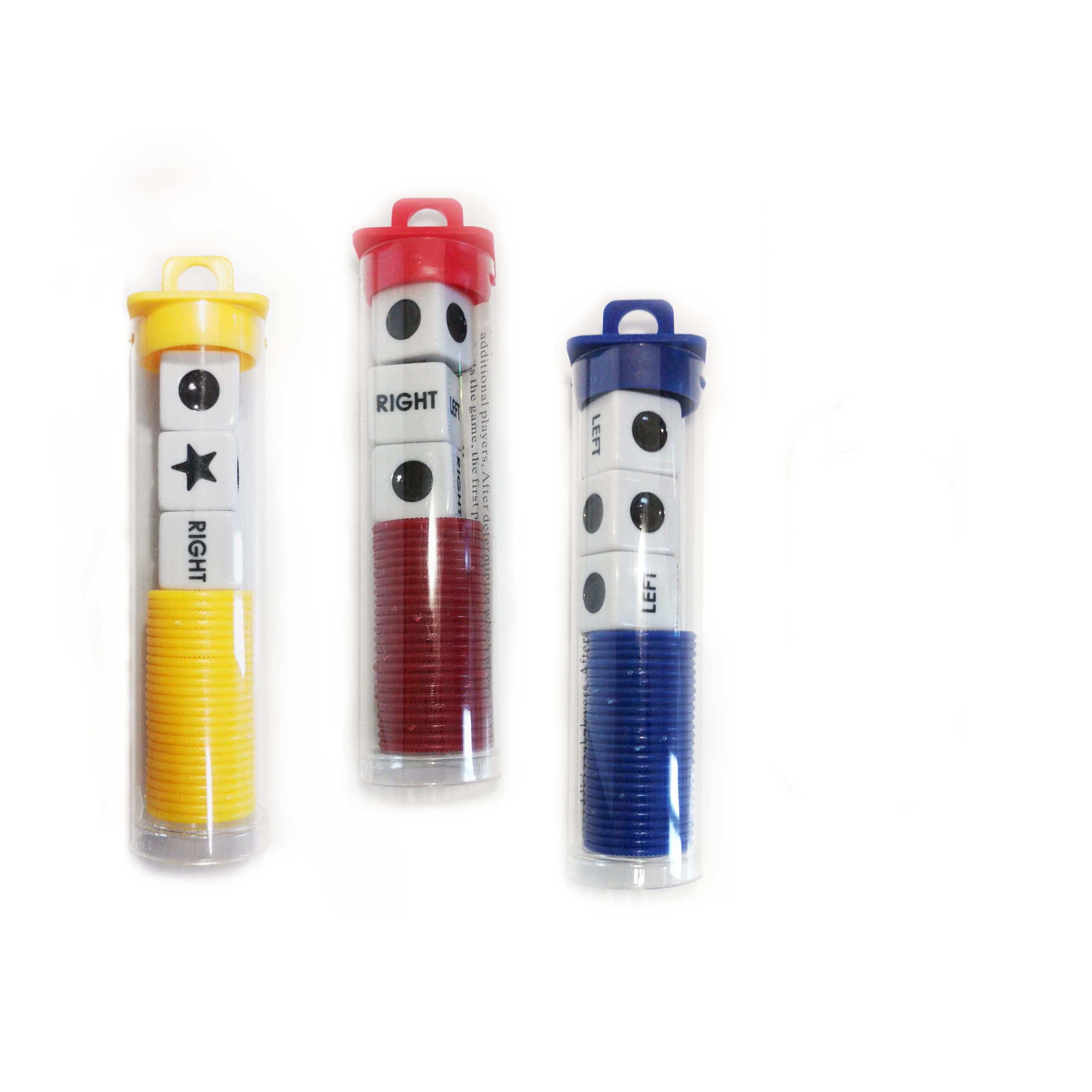 JHFY Left Right Center dice Game Prime Set Bundle- 3 Pack Assorted Colors