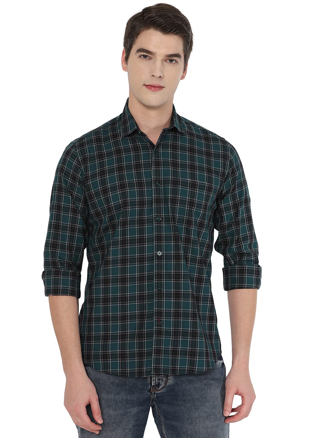 JadeBlue Men's Cotton Casual Shirt | Regular Fit Slim Fit Casual Shirt for Men | Comfortable Sleeve Men's Wear for Office Wear