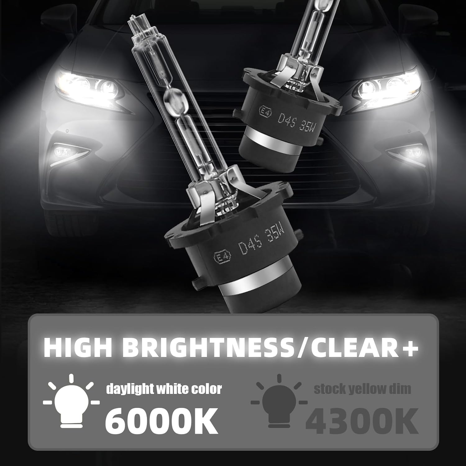 D4S Xenon HID Headlight Bulbs 6000K Cool White 35W Compatible with 2015-2017 Subaru Legacy Outback BRZ, D4S C1 Replacement Headlamps Projector Lights, Pack of 2