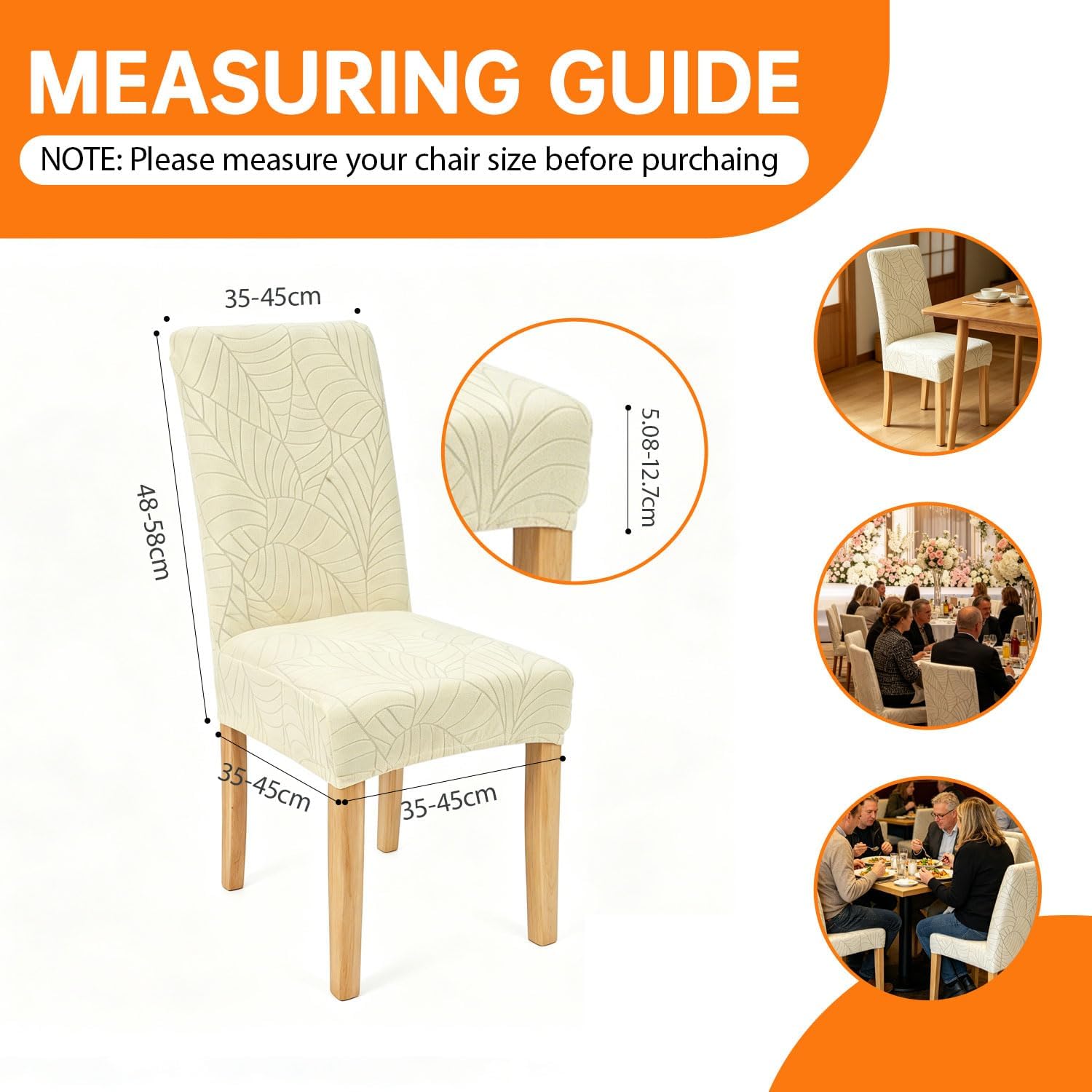 Waterproof Dining Parson Chair Covers Set of 4-Beige | Stretch Fit, Anti Slip, High Quality, Elegant, Chair Protect, for Kitchen Room & Dinning Table & Party & Restaurant