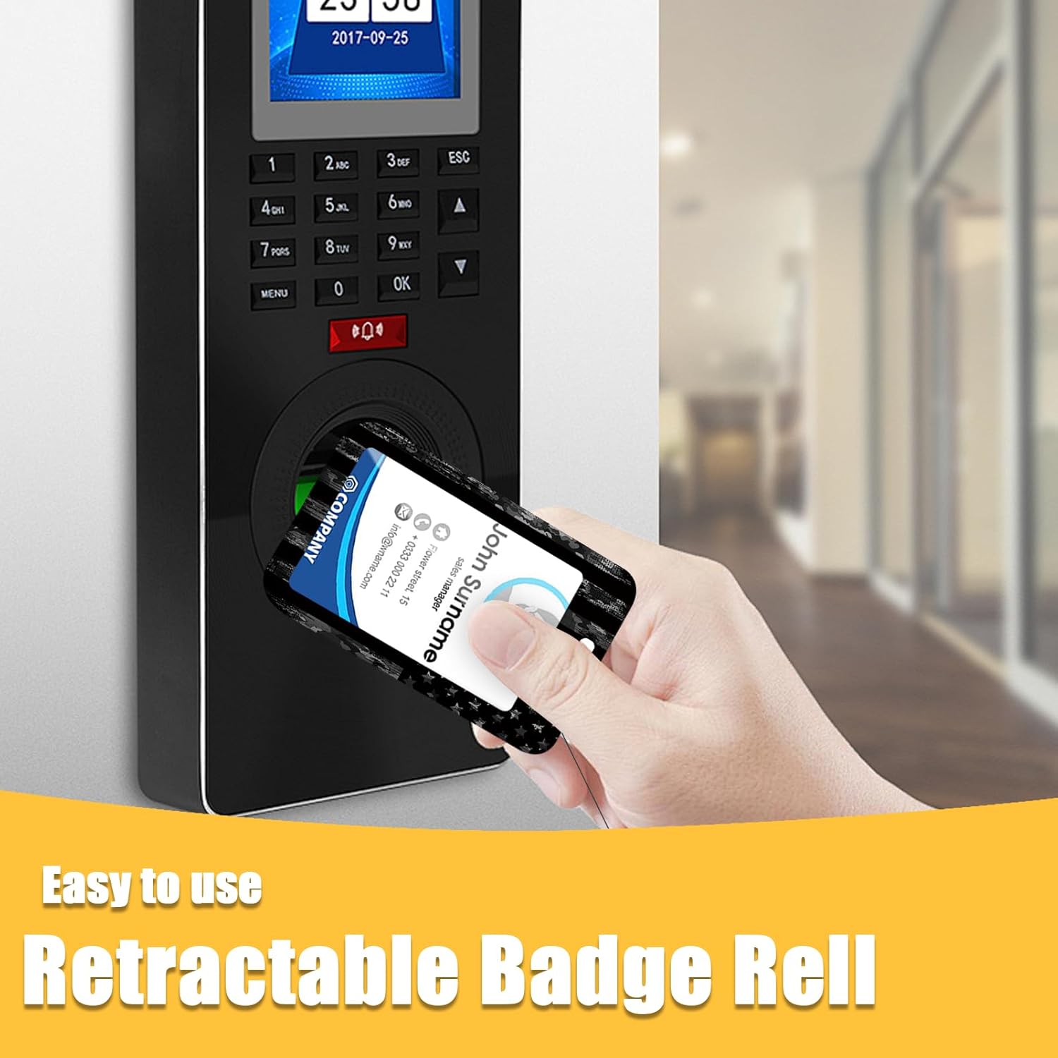 Black Camo USA Flag Lanyards for ID Badges, ID Badge Holder with Lanyard Retractable Badge Holder/Reel Lanyard, Teacher Student Office Gifts thumbnail