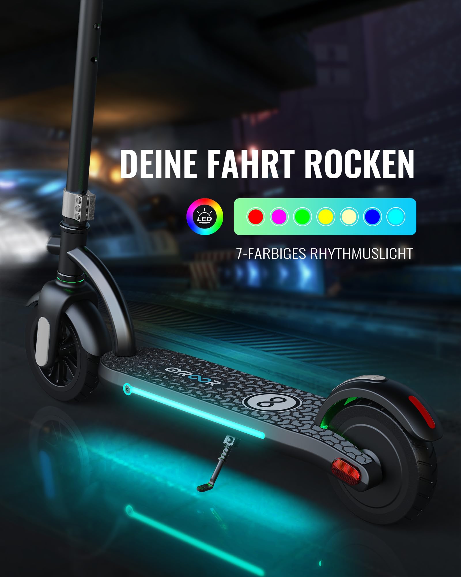 Gyroor E-Scooter Kinder (8-12-16 Jahre), Doppelbremse Elektroroller für Kinder 16Km/h, LED-Anzeige,180W Motor Höhenverstellbarer E Roller Kinder, Geschenk für Kinder und Jugendliche