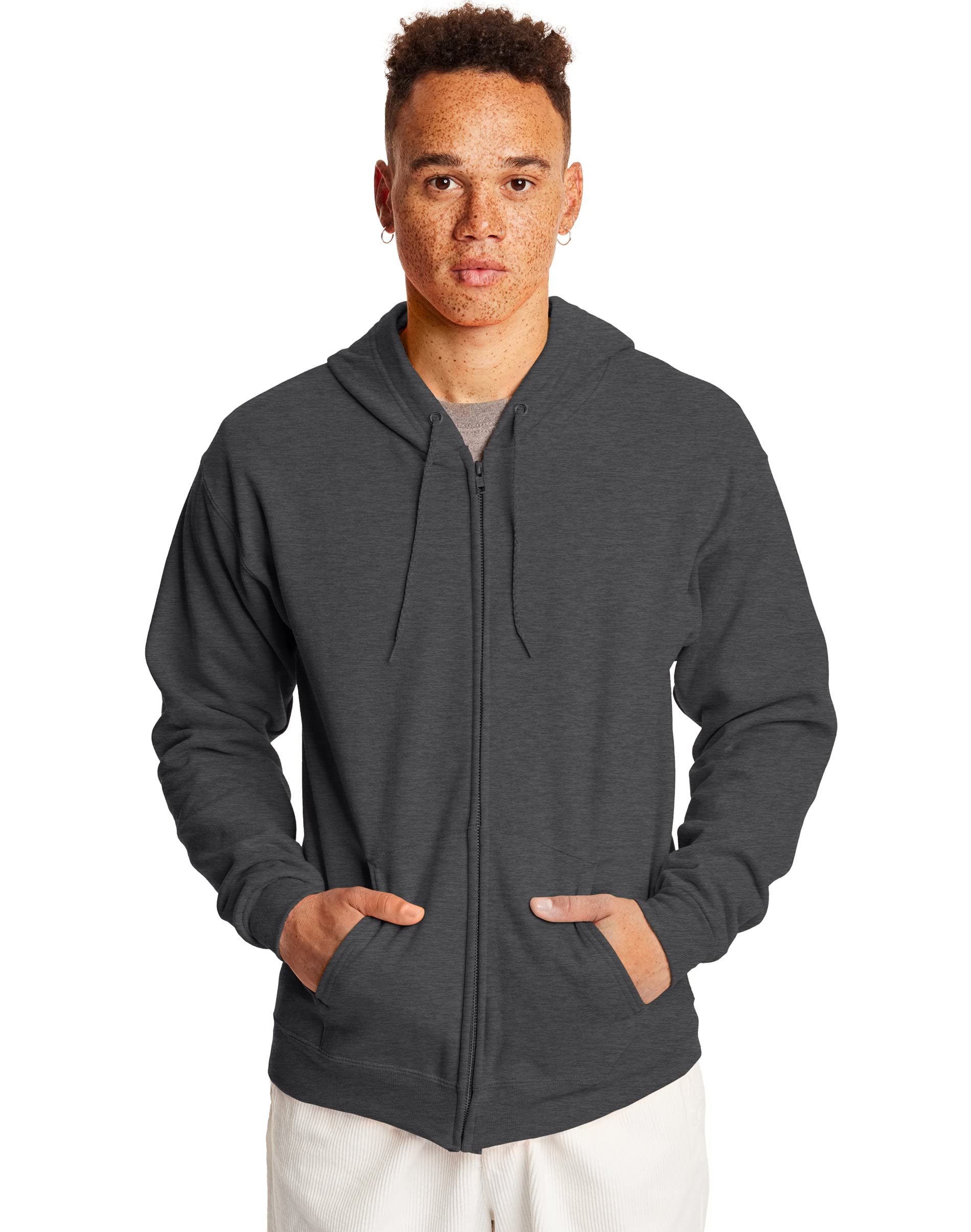 Hanes Men's Charcoal Heather Opaque Hoodie, L