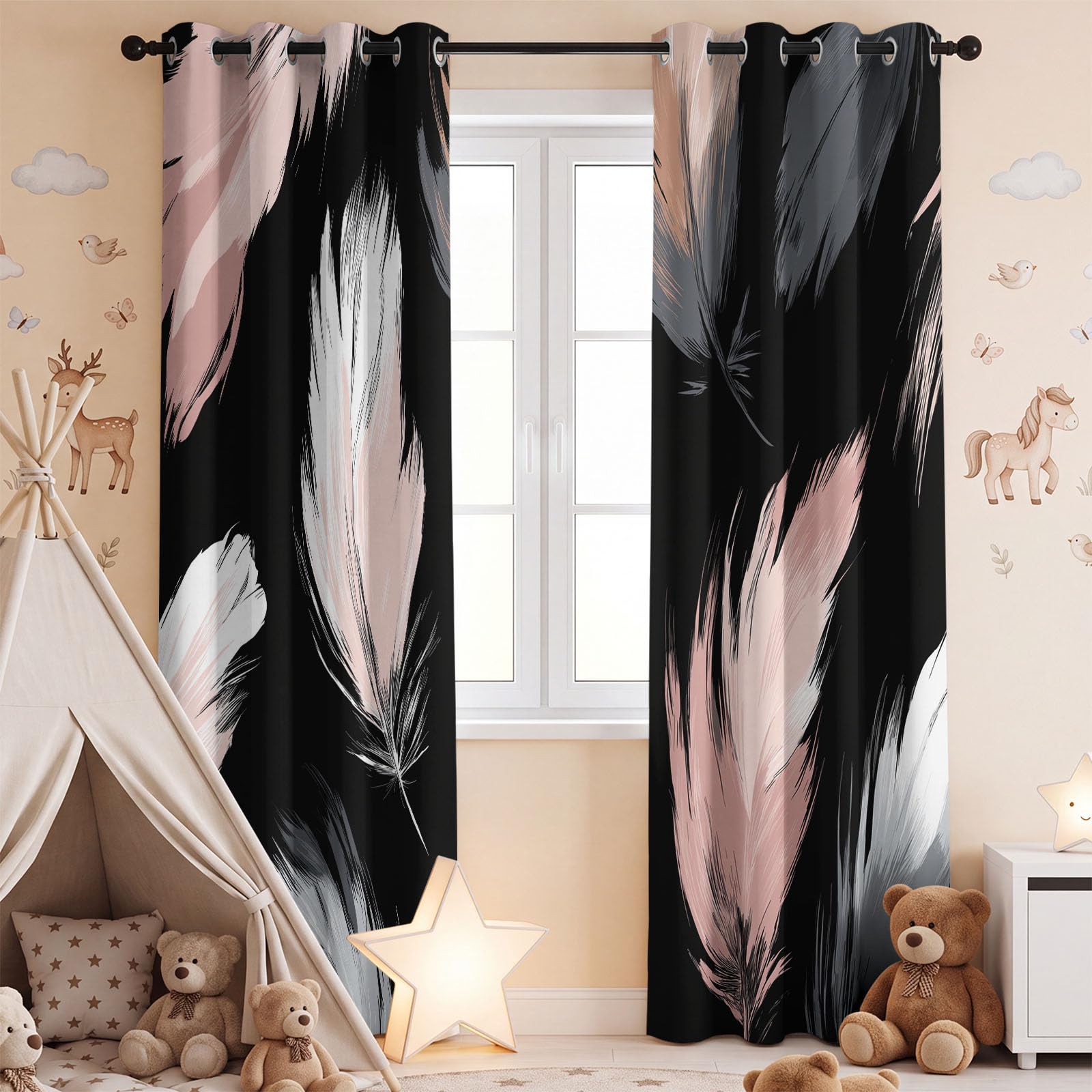 Générique 140L x 800H CM Rideau à œillets Naturel Réaliste Sauvage Animal, Rideaux isolants Thermiques Oeillets Occultants Rideaux pour Salon, Chambre et Chambre d'enfants, 2 Panneau