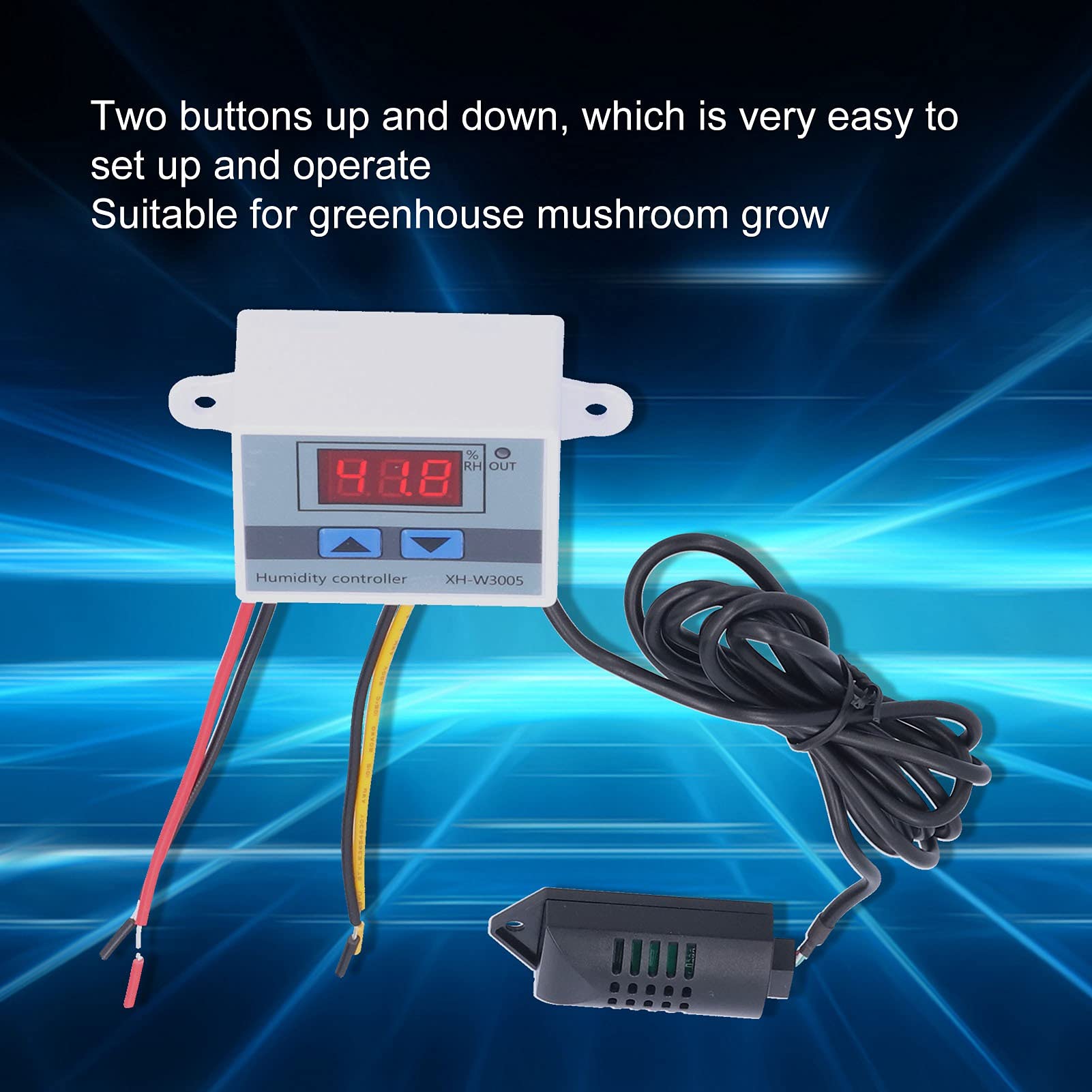 XH W3005 Digital Humidity Controller Humidity Controller, 0.1% RH Accuracy Digital LCD Hygrometer 00% to 99% Humidity Measurement Range Humidity Control Switch