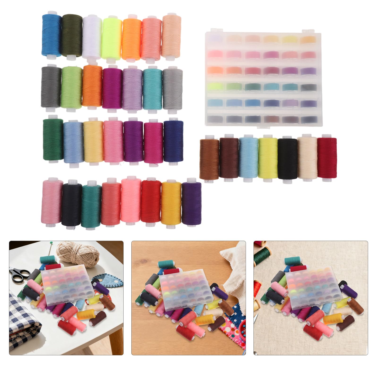 MAGICLULU Kit de Hilo para Coser 400 Yardas con 36 Colores Surtidos, Bobinas Preenrolladas de Poliéster, Compatible para Costura a Mano y Máquina, Adecuado para Manualidades y Proyectos
