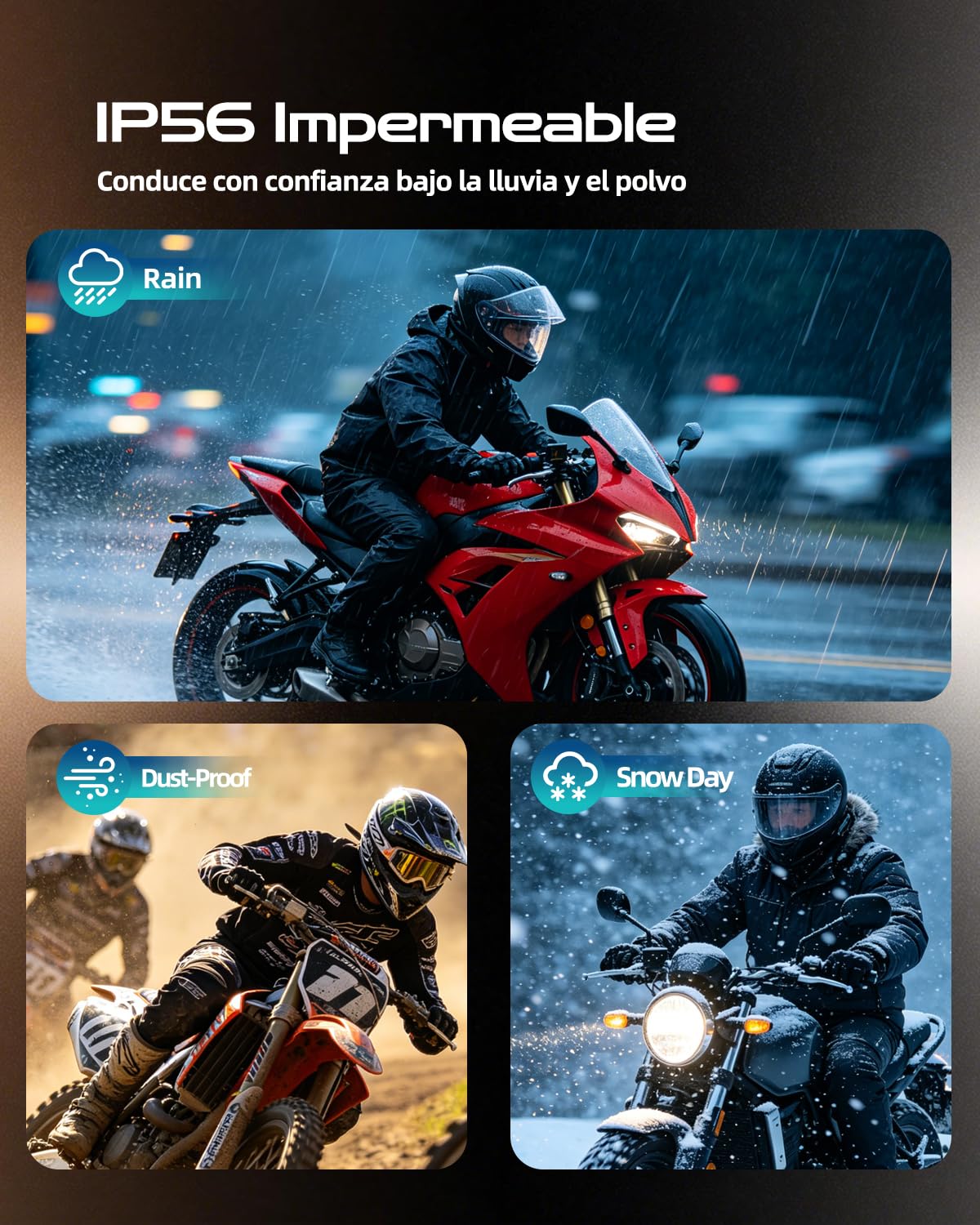 BLAISE GT Intercomunicador Casco Moto, 2 Vías Intercomunicador Moto 1000m