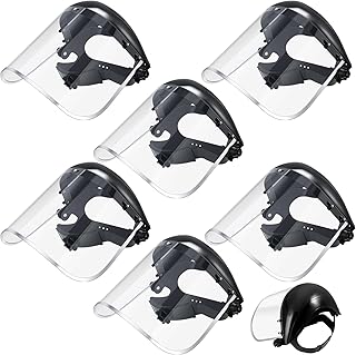 6 Pack Safety Face Mask Shield for Grinding Clear Full Face Impact Resistant Safety PET Full Impact Resistant Mask Shield for Work Construction Cutting (Clear PET,Black)