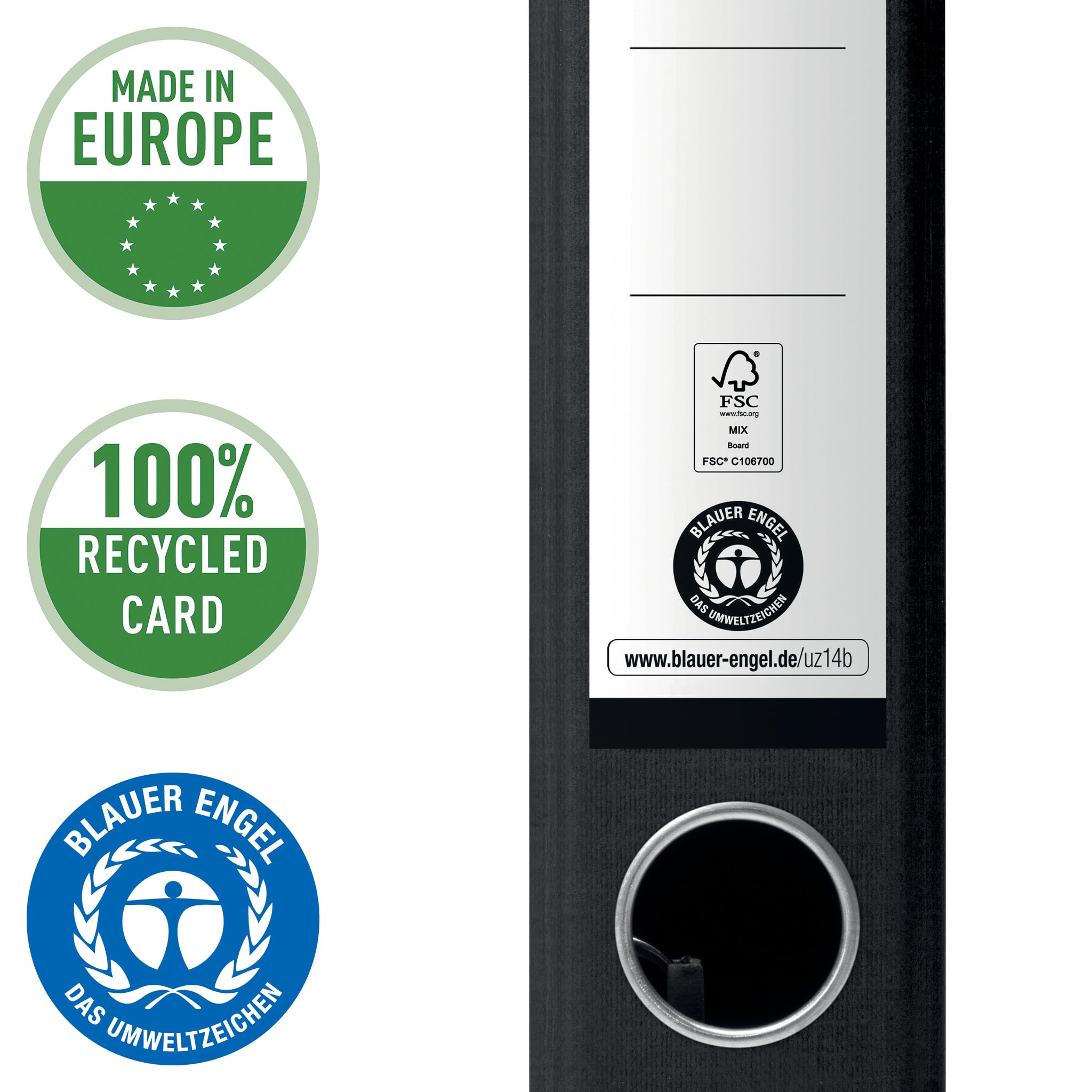 von Leitz 10540055 - Raccoglitore formato A4, 100% carta riciclata, larghezza dorso 50 mm, per 350 fogli, certificato FSC, per scuola, studio e casa, verde