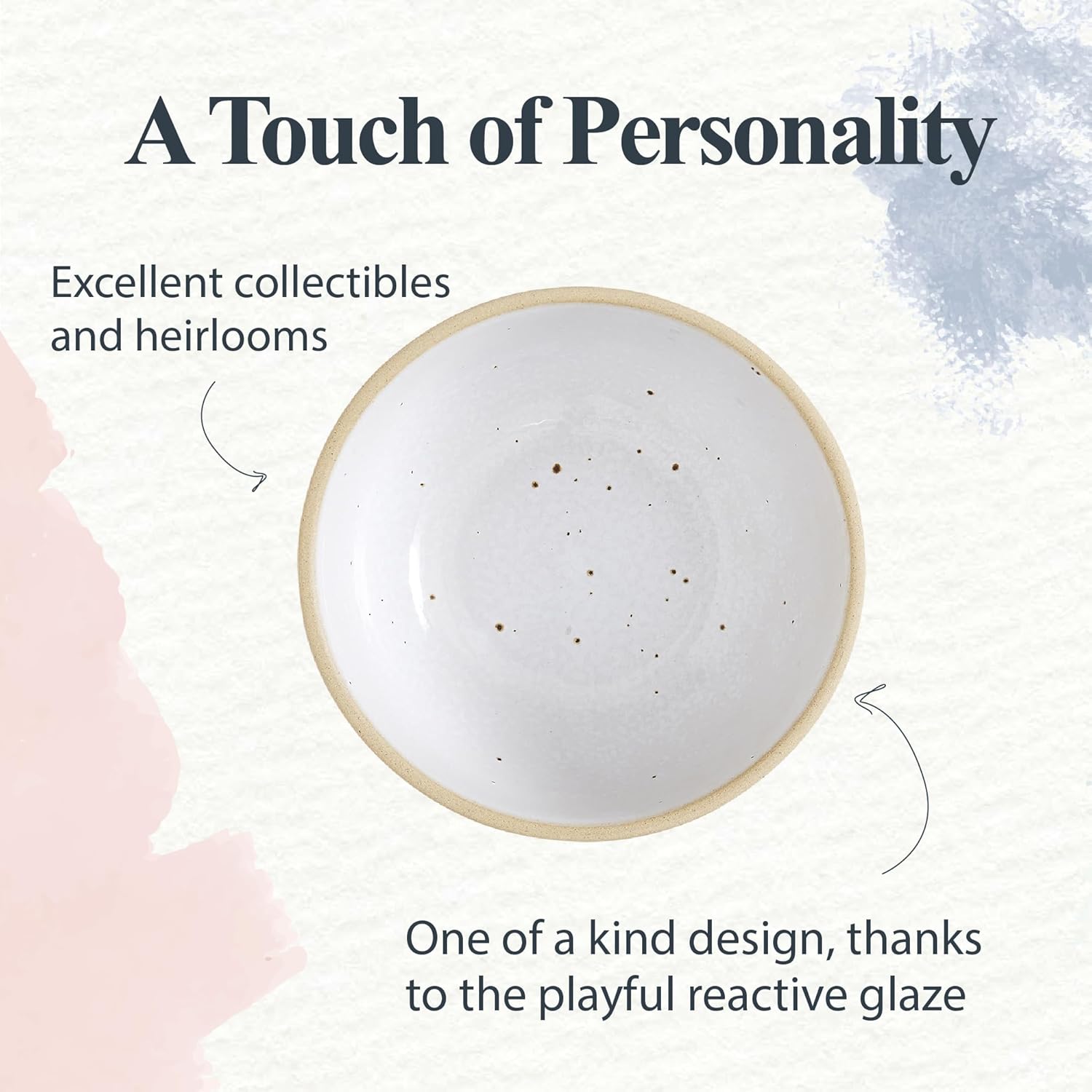 Portmeirion Minerals 6-Inch Serving Bowl, Moonstone - Handmade in Portugal, Unique Stoneware Glaze for Kitchen, Microwave & Dishwasher Safe - Shallow Stackable Tableware for Cereal, Soup, Salad