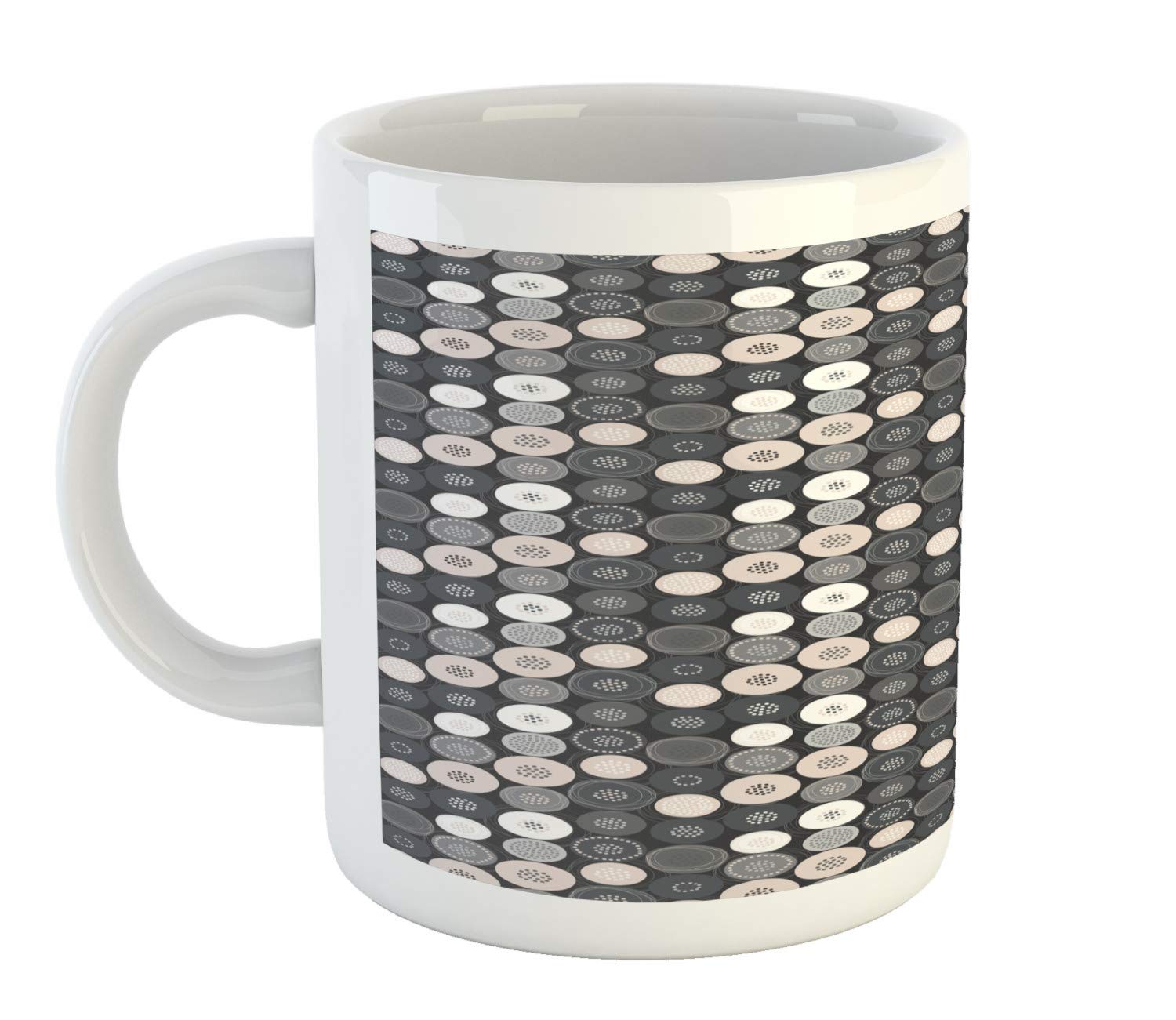 Amazon.com: Ambesonne Beige and Grey Mug, Circular Round Motifs with Polka  Dots, Ceramic Coffee Mug Cup for Water Tea Drinks, 11 oz, Dimgray Pale  Salmon : Home & Kitchen