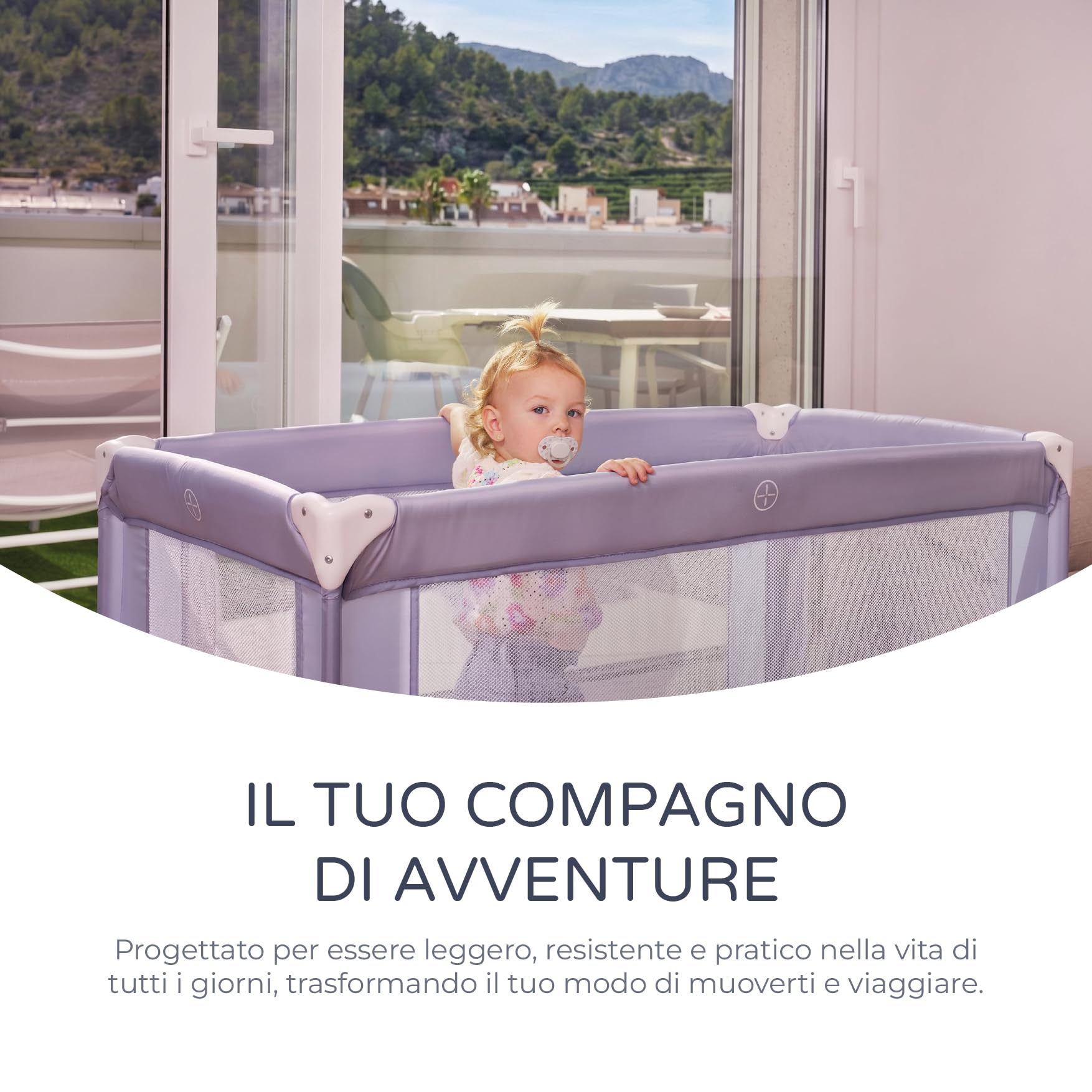 ms Baby World - Lettino da viaggio 120 x 60 cm, per bebè, incluso materasso e borsa per il trasporto, da 0 + mesi fino a 15 kg, facile da piegare e da montare, leggero e stabile