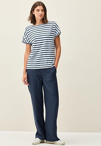 Gestreept shirt met structuur voor dames in Wit|Blauw
