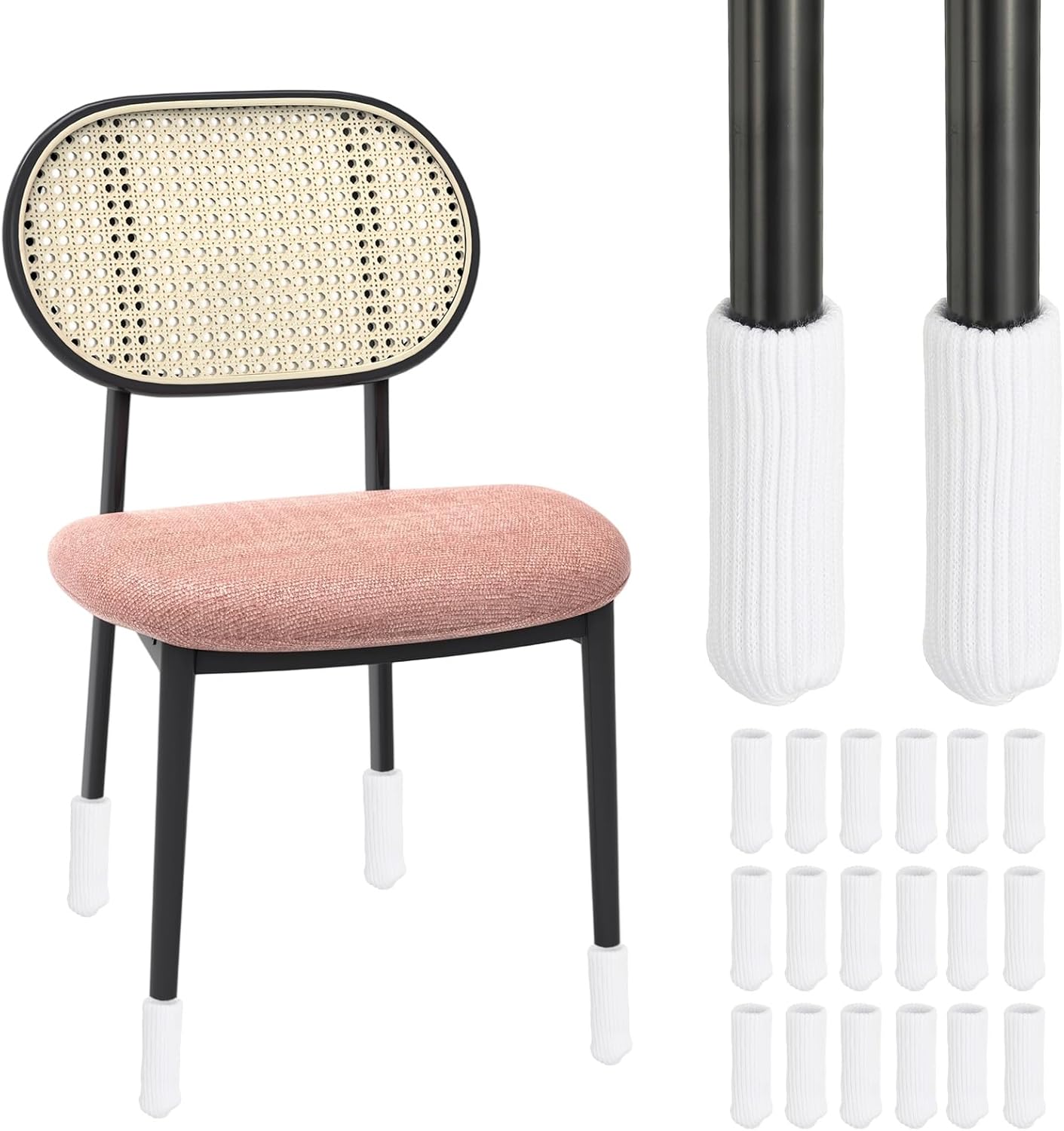PATIKIL 48Pcs Knitted Chair Leg Floor Protector, White Furniture Chair Leg Socks Small Furniture Covers for Hardwood Floors High Elastic Reduce Noise Covers Furniture Pads for All Shapes