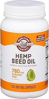 Manitoba Harvest Hemp Seed Oil Softgels, 780 Mg of Plant Based Omegas 3 & 6 per Serving, 120 Ct