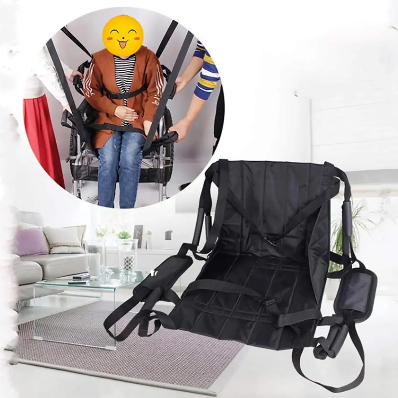 Cinturón de transferencia para pacientes, correa de elevación para personas en movimiento, soporta más de 150 kg, ideal para personas débiles y postradas en cama, enfermedades, discapacidad, mujeres