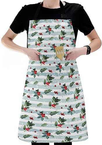 Miniatura 6 de Christmas Bib Aprons for Women With Pockets, Waterproof Canvas Chef Kitchen Cooking Apron for PaintingHair StylistNail TechnicianKids Arts And