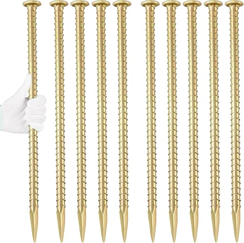 Besitu Estacas para barras de refuerzo de 16 pulgadas de diámetro, anclajes de tierra de acero galvanizado de 12 pulgada de diámetro, picos de