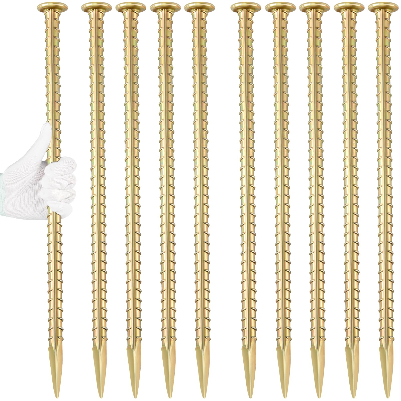 Besitu 16 Inch Rebar Stakes 1/2 Inch Diameter Galvanized Steel Ground Anchors Heavy Duty Anchoring Spikes for Speed Bump, Parking Curb and Tent (10 Pack)