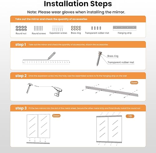 Miniatura 7 de Espejo de gimnasio en casa, 56 x 16 pulgadas (cada uno), 2 piezas, espejo de yoga grande sin marco, espejo de vidrio templado, espejo de pared de