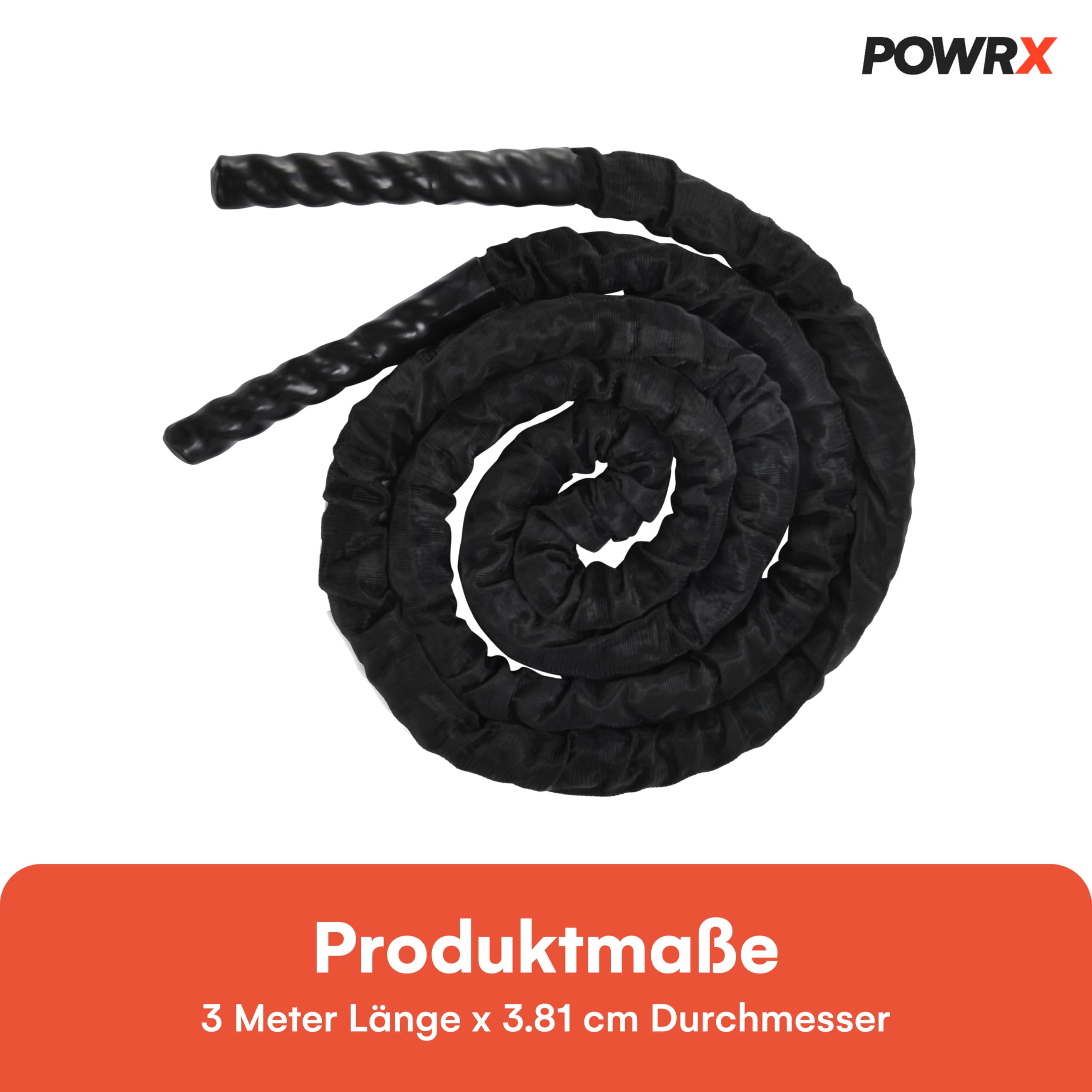 PowrX Battle Rope - Trainingsseil - Sports Schlachtseil - Fitnessseil - Indoor und Outdoor Muskelaufbau - Übungsseil für Krafttraining -
