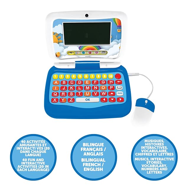 Foto 2 de 7 de Lexibook, Power Junior, Ordenador Portátil Educativo Bilingüe FRANCÉS/Inglés con 40 Actividades Que Incluyen…