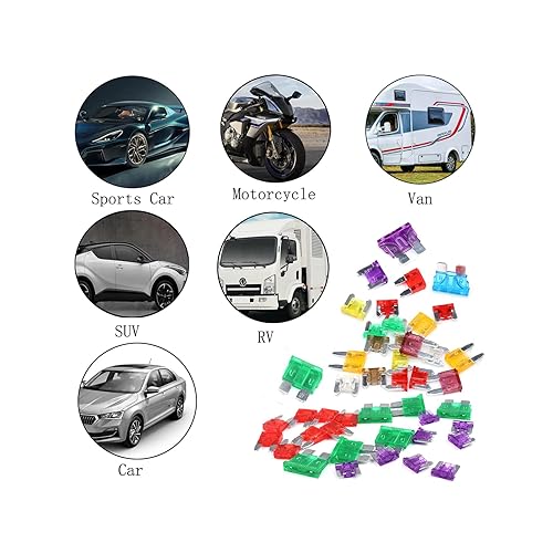 Miniatura 3 de Kit surtido de fusibles tipo mini cuchilla para automóvil, camión, 81 piezas + 3 piezas de adaptador de grifo de mini fusible de calibre 16