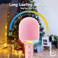 Vista 5 de FIFINE Micrófono de karaoke con altavoz inalámbrico Bluetooth, micrófono portátil de mano para cantar, micrófono para niños, adultos, niños y niñas