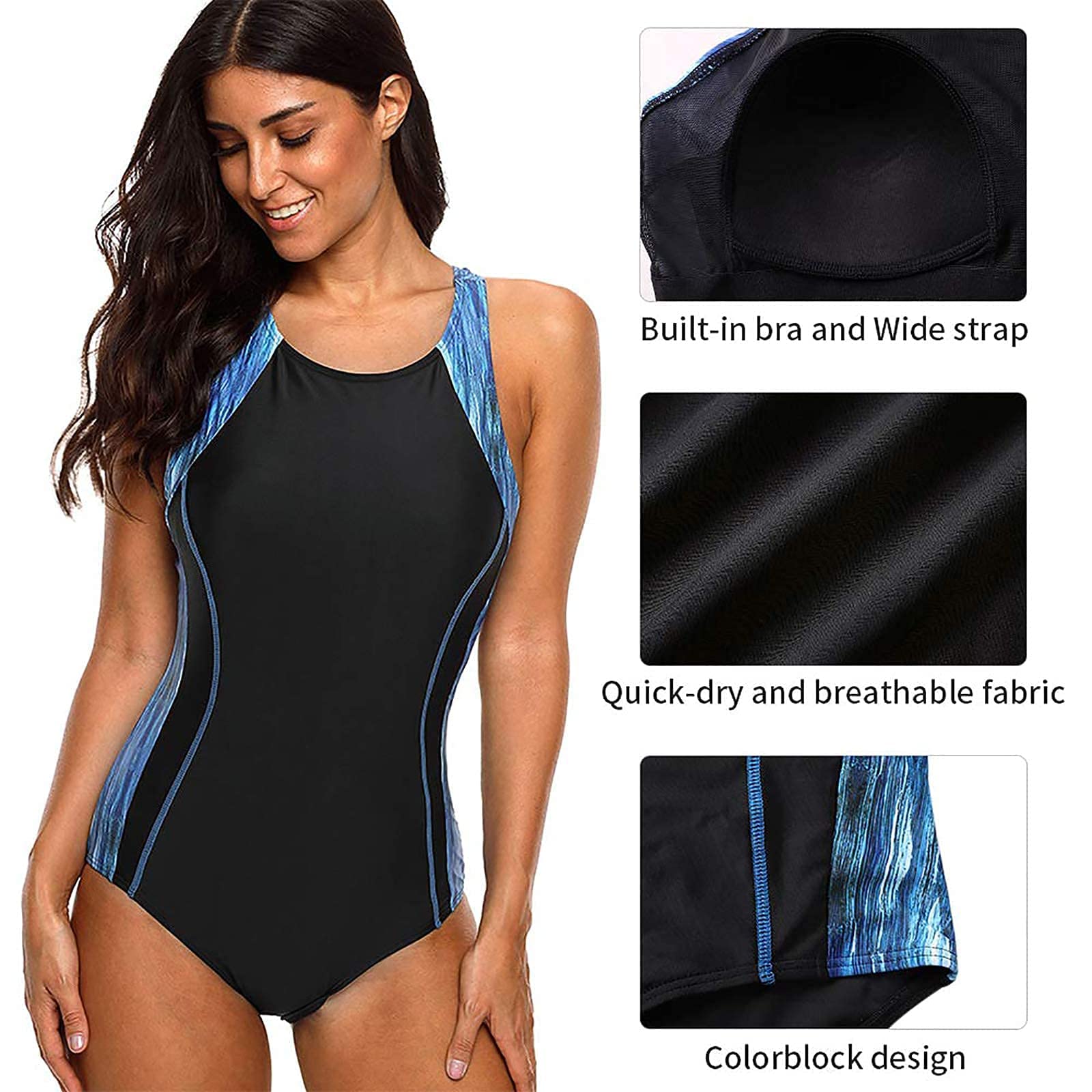 CharmLeaks Maillot de bain une pièce athlétique dos nageur pour femme - Maillot de bain amincissant