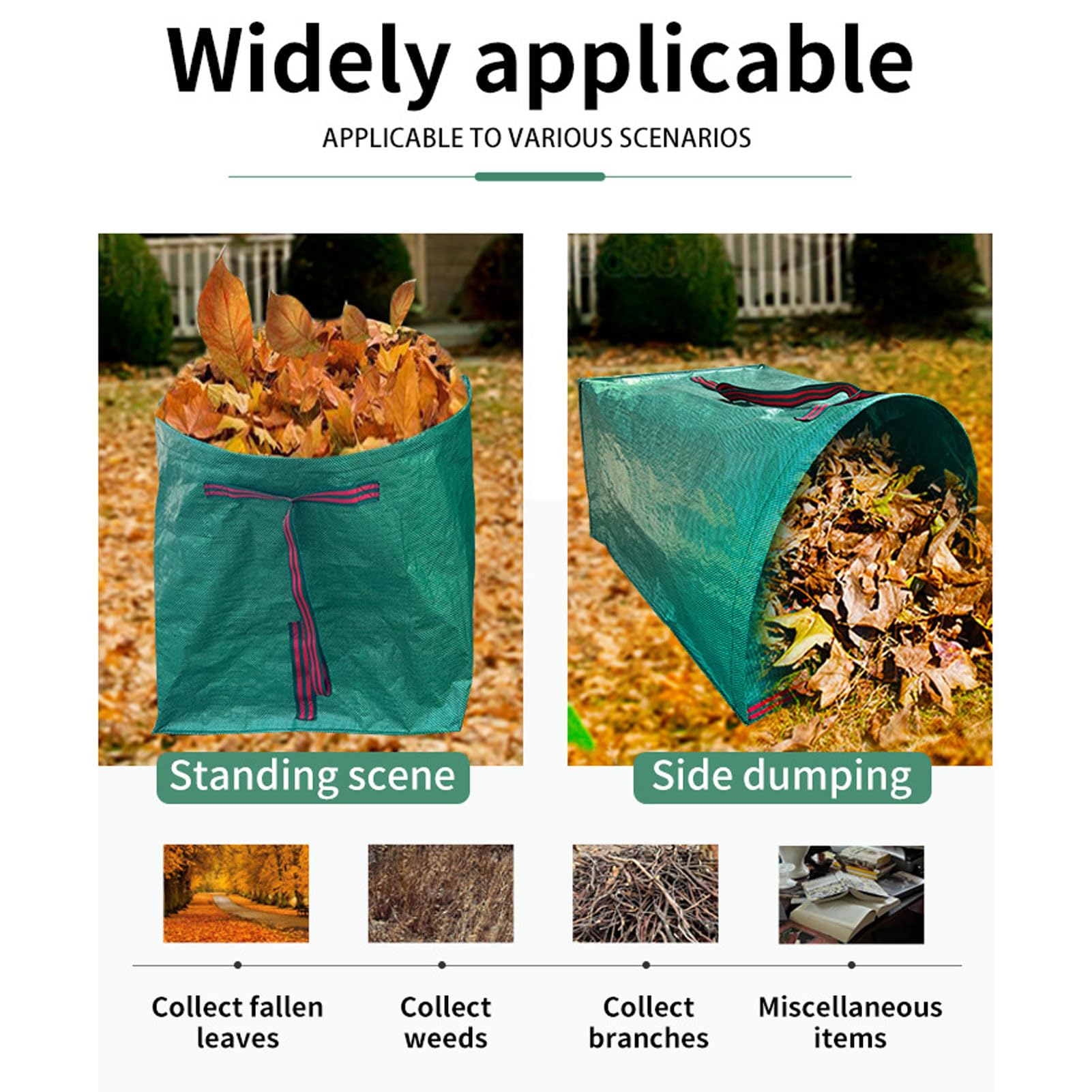Wiederverwendbare Gartenabfallsäcke, Große Garten-Kehrschaufel, Faltbarer Laubsammler, Rasen- und Laubsäcke, Gartenabfallbehälter für Blätter, Schutt, Gras, Schnittgut (270L)