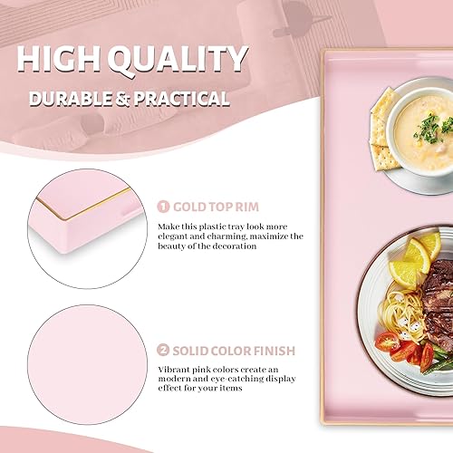 Miniatura 4 de MAONAME - Bandeja decorativa para mesa de café, moderna bandeja de servir con asas integradas, bandeja de té rectangular de estilo otomano, de