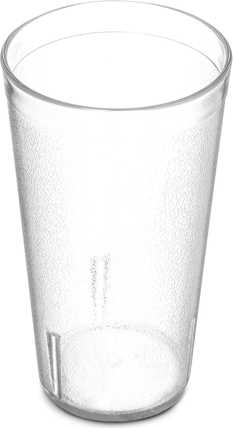 Carlisle FoodService Products Stackable Tumbler Plastic Tumbler with Pebbled Exterior for Restaurants, Catering, Kitchens, Plastic, 20 Ounces, Clear, (Pack of 72)