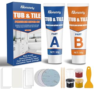 Porcelain Repair Kit, Non-Toxic Ceramic Tile Repair Kits Suitable for Ceramics, Porcelain, Resin, Granite, Marble, Quartz, Etc,Waterproof Fiberglass Tub Repair Kits (100, Grams) - Amazon product rated Grade A