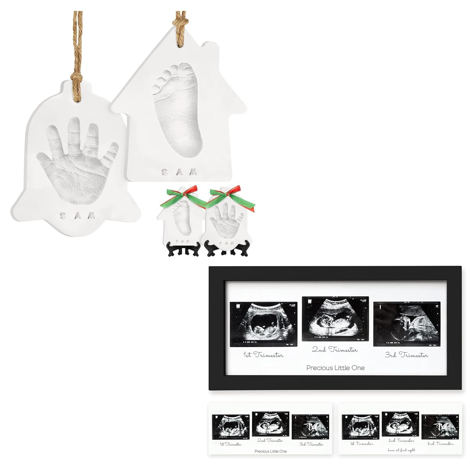 KeaBabies Baby Hand and Footprint Kit and Sonogram Picture Frame - Dog Paw Print Kit - Trio Ultrasound Picture Frames for Mom to Be Gift - Personalized Baby Footprint Kit - Baby Ultrasound Frame