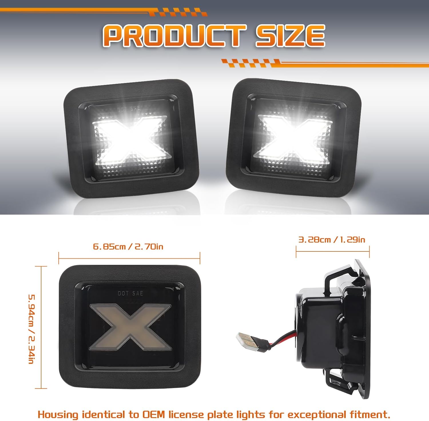 LED License Plate Lights Tag Light Lamp Assembly for Ford F150 & F150 Raptor 2015 up~, 6000K Full White & Smoked Lens, Pack of 2, OEM # FL3Z13550A (Xstyle Patent Pending)