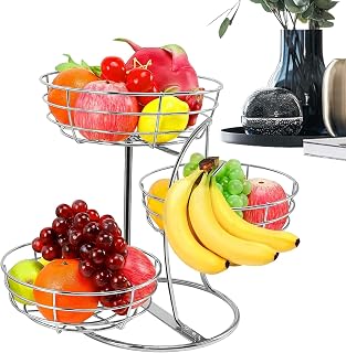 Bänkskiva Fruktkorg 3-våningar Metall Halkfritt Utrymmesbesparande Ställ | Fruktkorg för Köksbänk För Lägenhet Fest Mat Grönsaker Lök Bröd Snacks Förvaring