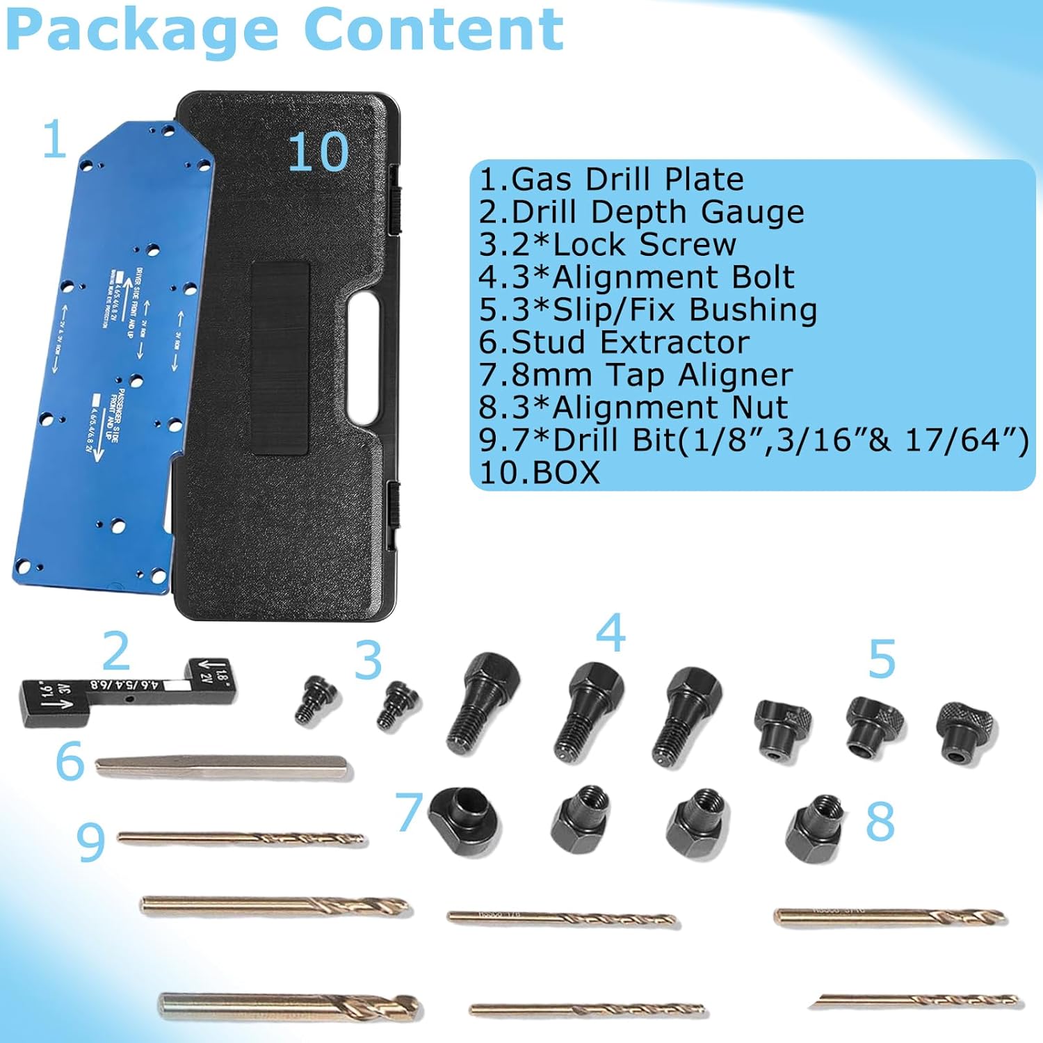 71600 Manifold Drill Template Fits for FORD 4.6L,5.4L,6.8L V10 2 Valve and 3 Valve Triton Engines Remove Broken Exhaust Manifold Bolts