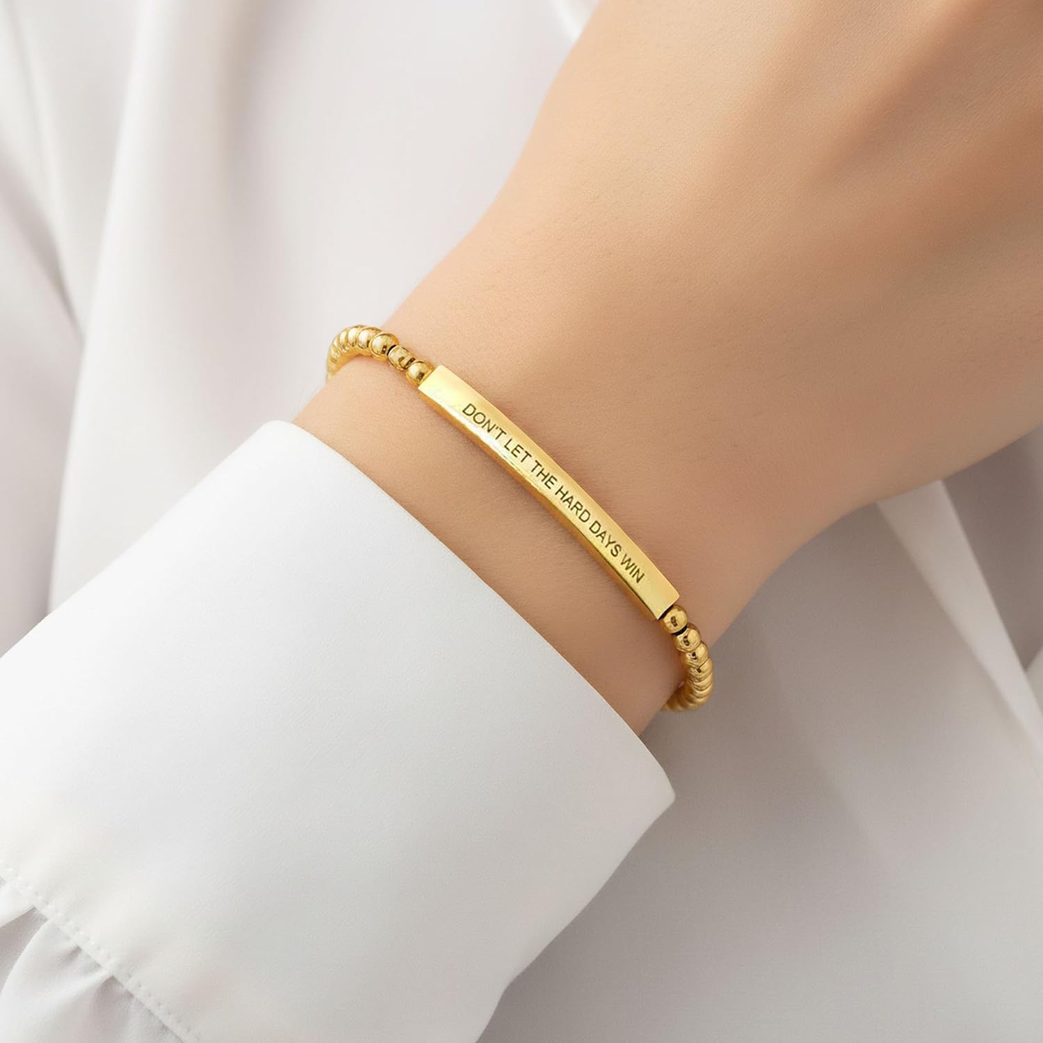 72ore Don't Let The Hard Days Win Bracelet Beaded Adjustable Turquoise Inspirational Gifts Bracelet for Women - Image 4