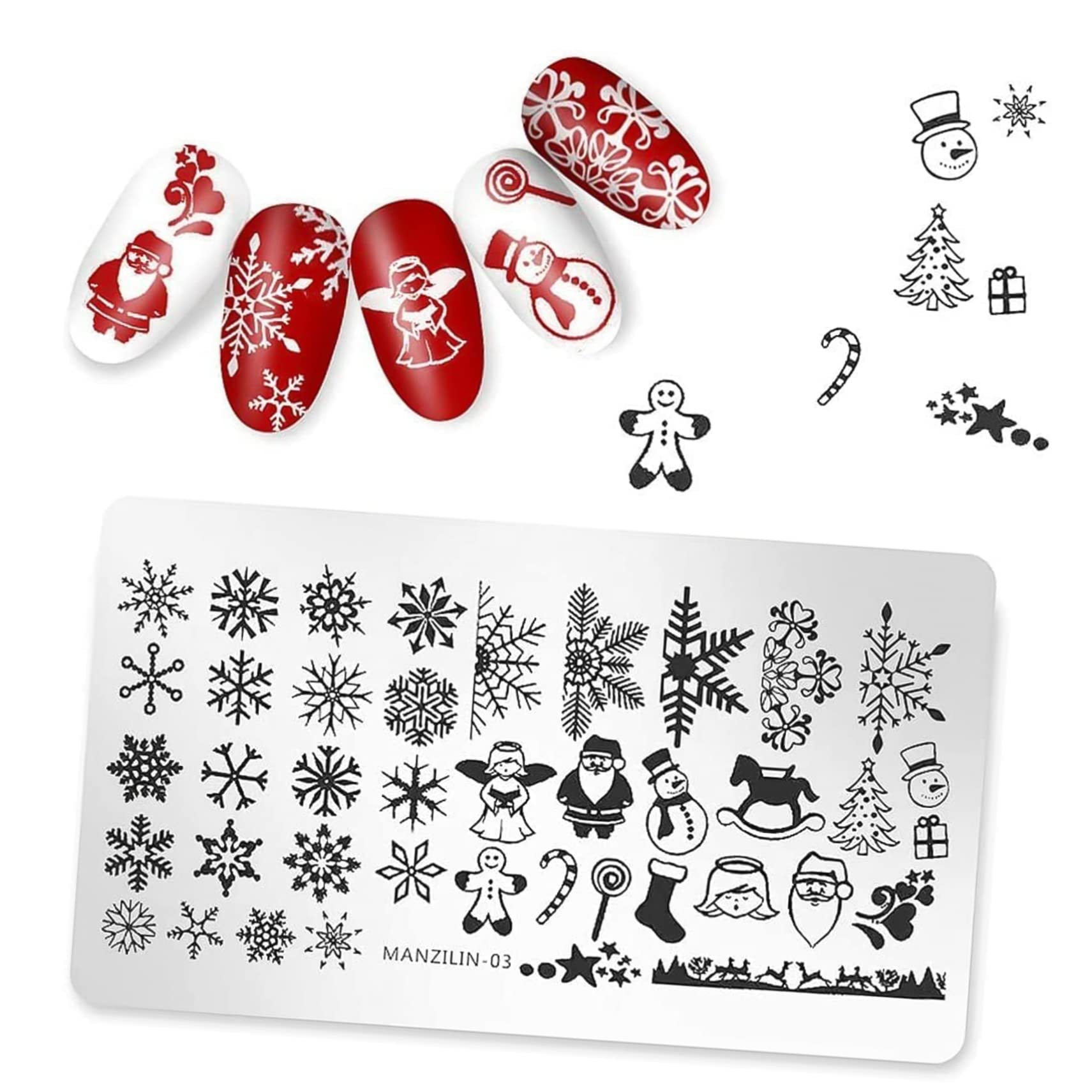 Luxshiny 5 Piezas Plantillas Para Uñas De Impresión Navideñas Plantillas Para Estampar Uñas Diseño De Para Manicura Casera