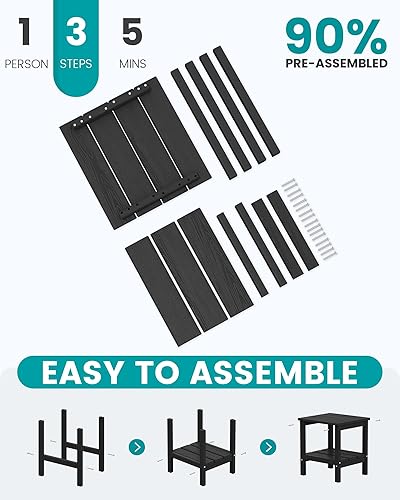 Miniatura 26 de SERWALL Mesa auxiliar doble Adirondack rectangular, color marrón